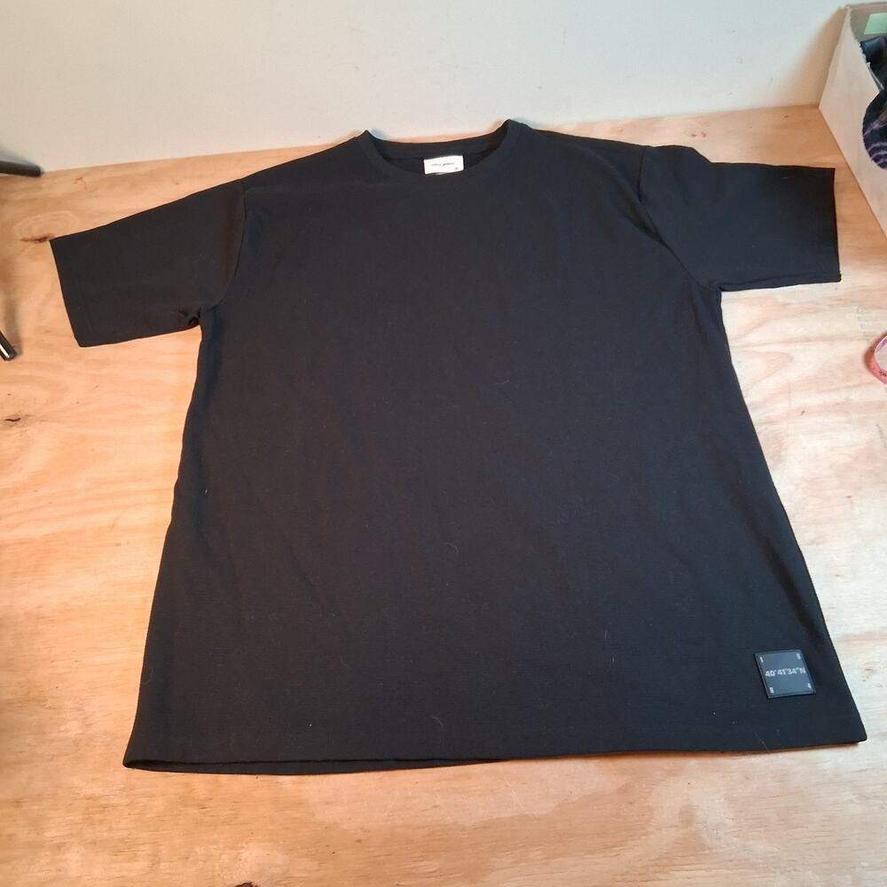 Public Supply Mens Tee Sz 2XL Oversize Black Ribbed Short Sleeve Shirt Cotton